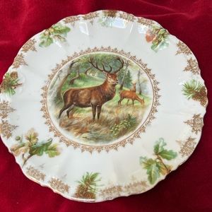 Antique  9” STAG Plate from Porzellanfabrik Moschendorf , Bavaria. 1885-1937
